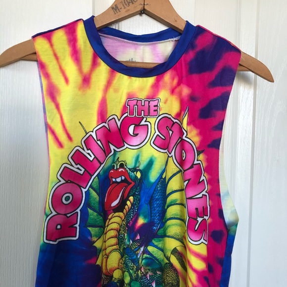 Rolling Stones Tie Dye Band Tank Top S/M - Picture 4 of 7